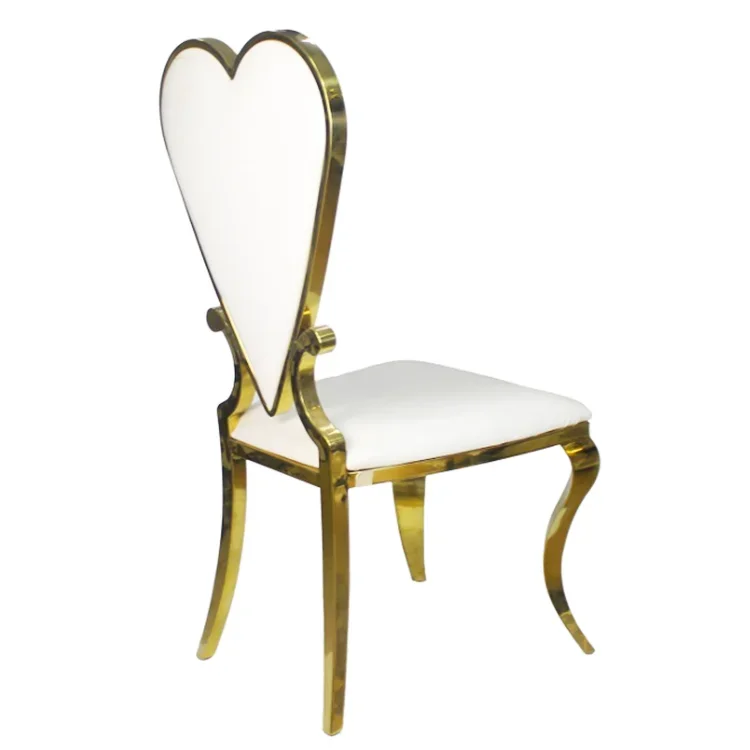 

# LSale Unique Design Heart Shape Back White Wedding Chair Hotel Outdoor Golden Stainless Steel Wedding Chair