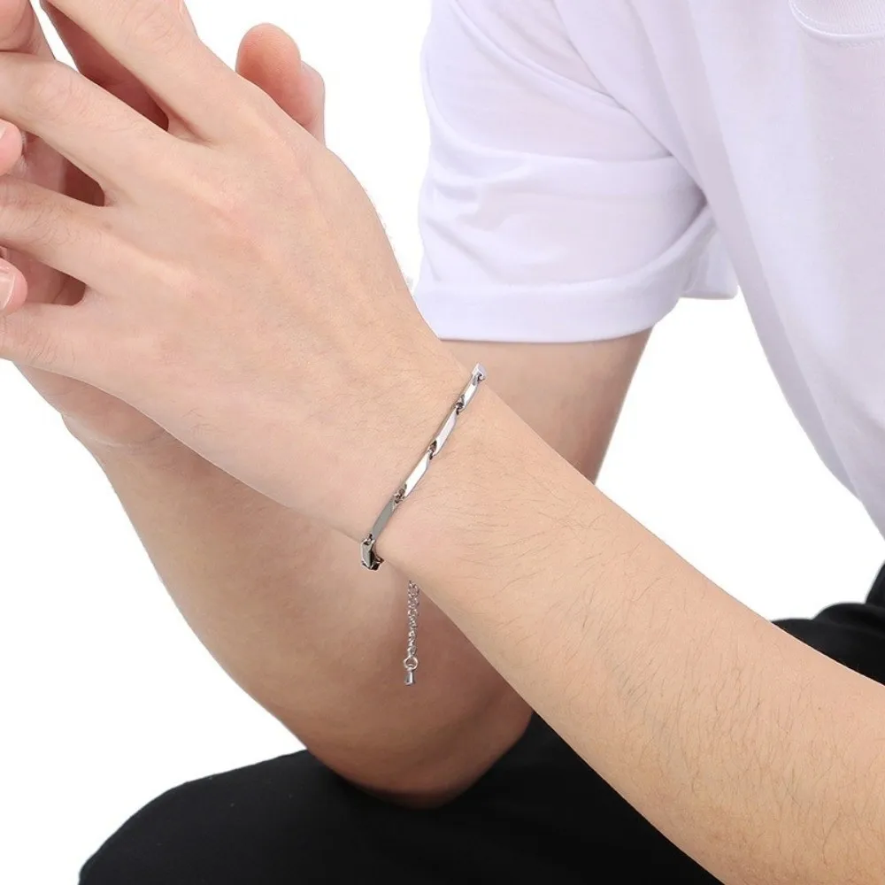 Retr Stainless Steel Steel Chain Punk Style Chain Link Hip Hop Rock Simple Design Melon Seed Chain Bracelet for Men