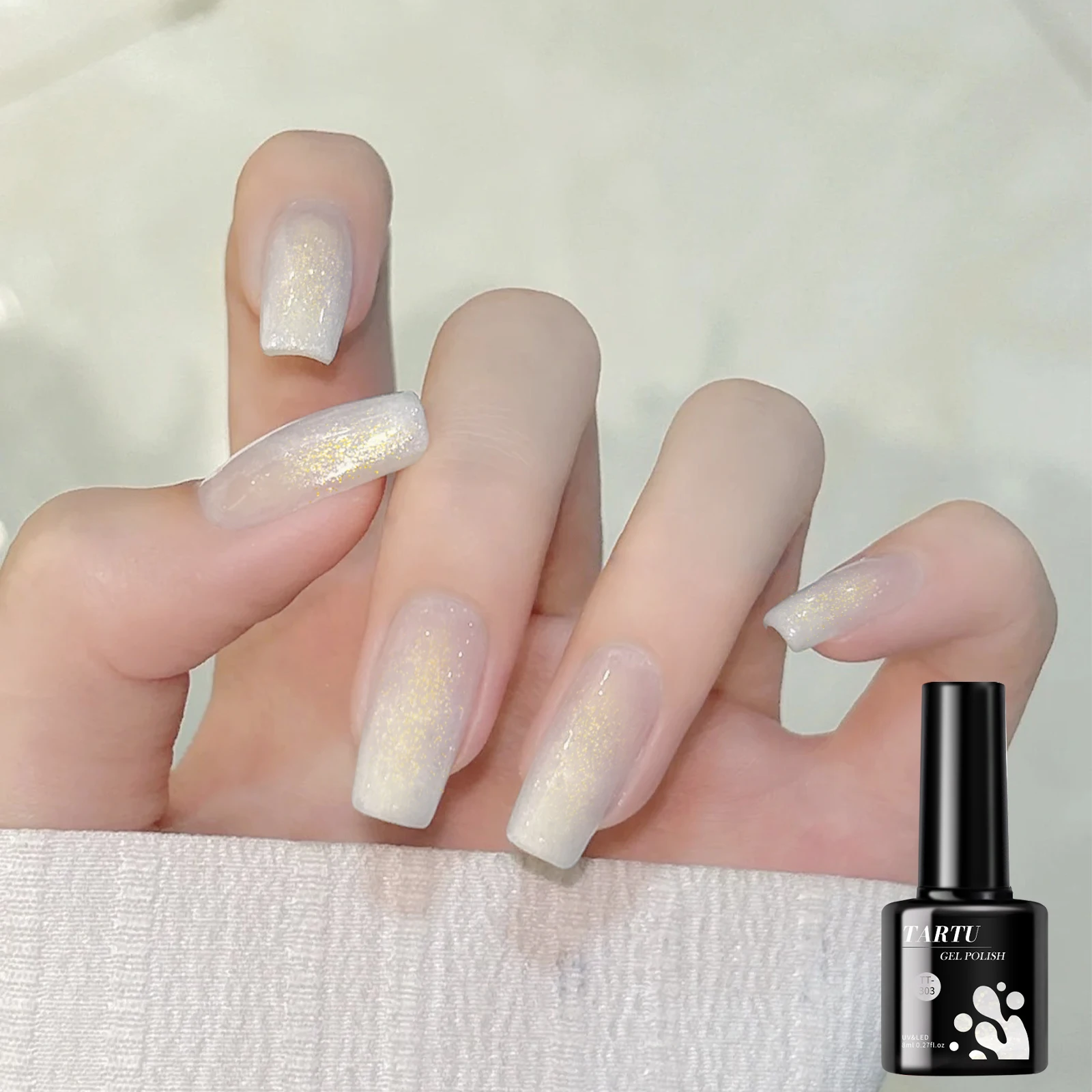 8ml branco ouro glitter lantejoulas holográfica glitter gel unha polonês removível led/uv brilho de longa duração casa salão de beleza