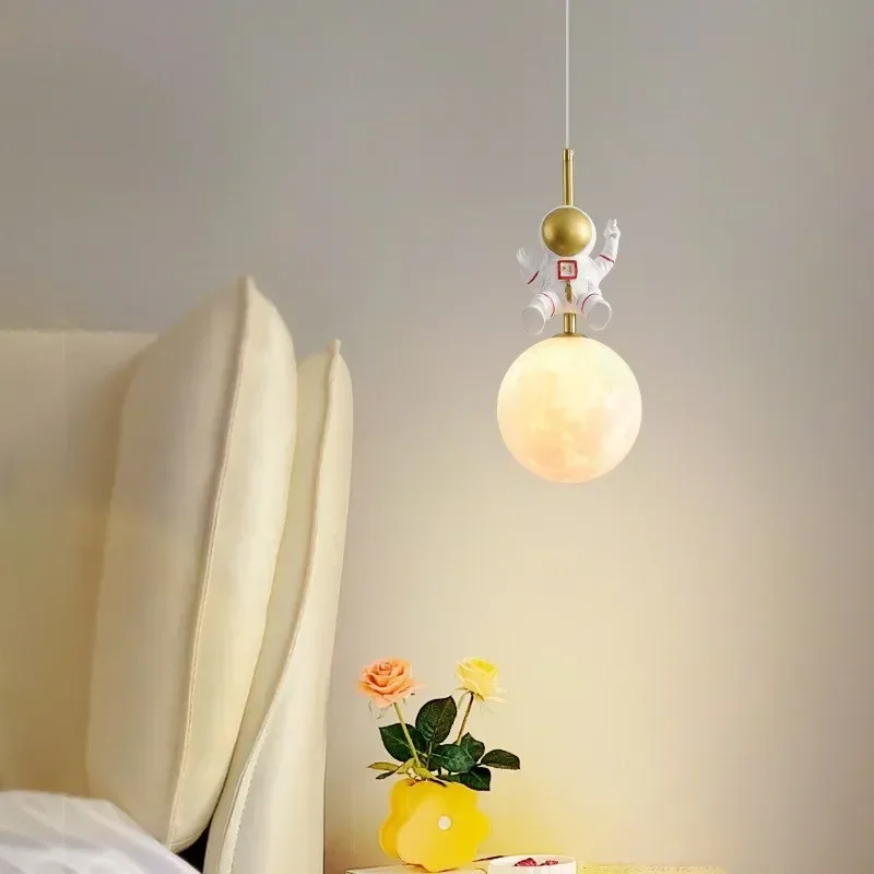 

Modern LED Pendant Light Astronaut Cartoon Moon Children's Room Home Indoor Decorative Hanging Lamp for Bedroom Study Luminaires