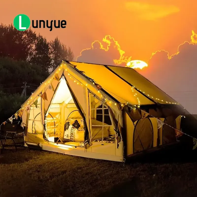 Spacious Inflatable Camping Tent Waterproof Breathable with Skylight for Family Beach Picnic Backyard Outdoor Activities