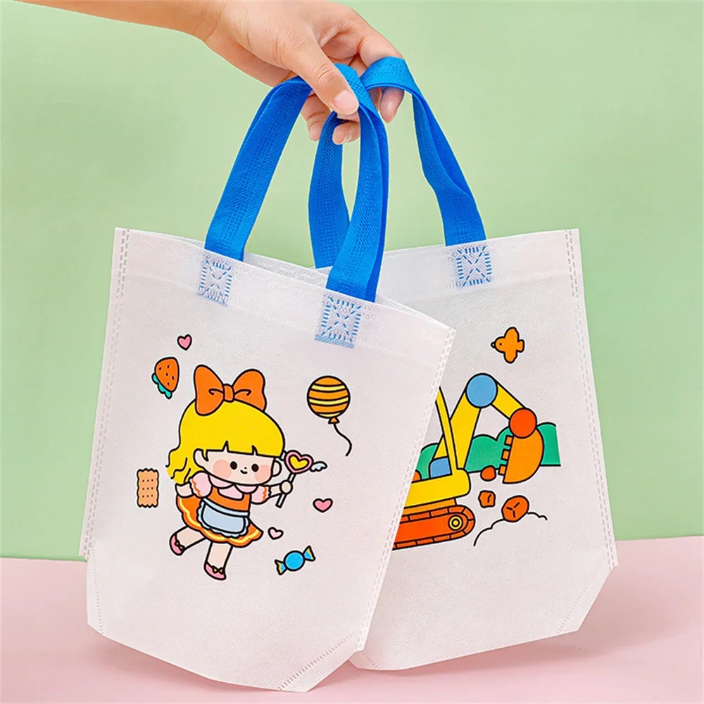 Bolsas de garabatos para colorear DIY, bolsa de regalo de fiesta para niños, bolsa de almacenamiento de juguetes, bolsa de tela no tejida ecológica para niños, regalo de fiesta, juguetes de dibujo