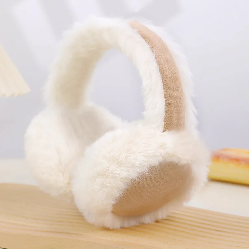 For Wool Plush Earmuffs Ear Warmers Women New Khaki Fashion Sheepskin Fur Earmuffs For Winter Warm Headphones Muffs Woman