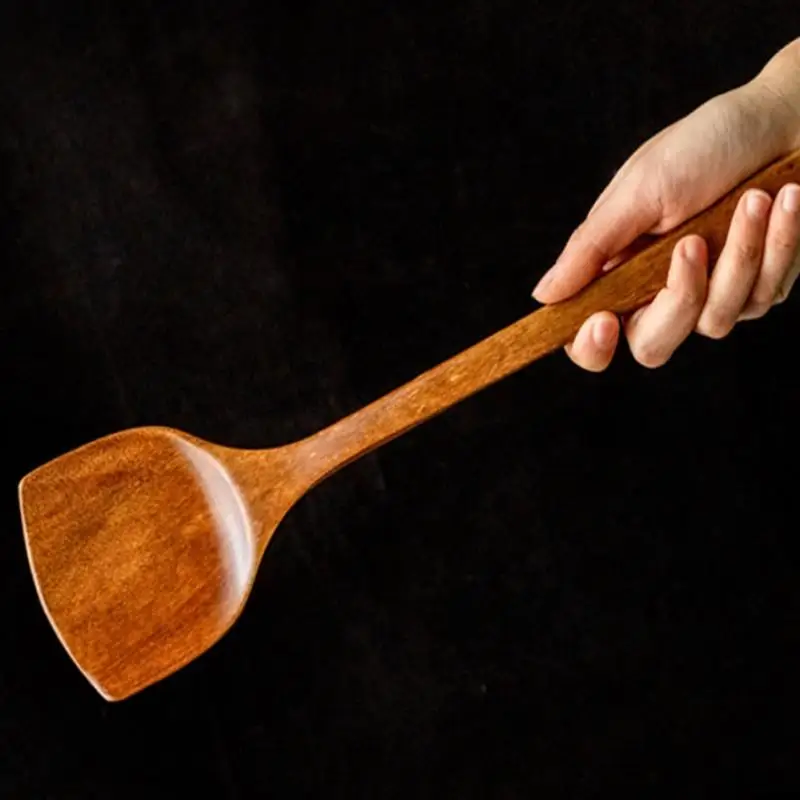 2Sizes Spatula Long Handle Heat Resistant Spoon Non-Stick Pan Wood Shovel Cooking Spatula Kitchen Utensils Cookware For Home