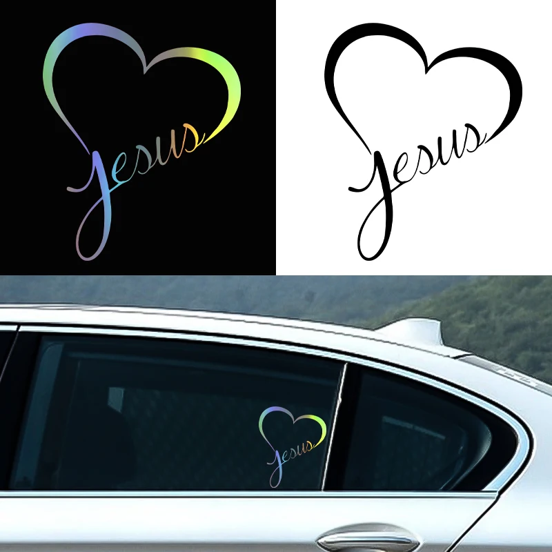 Jesus Heart Vinyl Decal Sticker God Love Christ Bible Car Window Wall Bumper Decoration Religious Faith Accessories G006