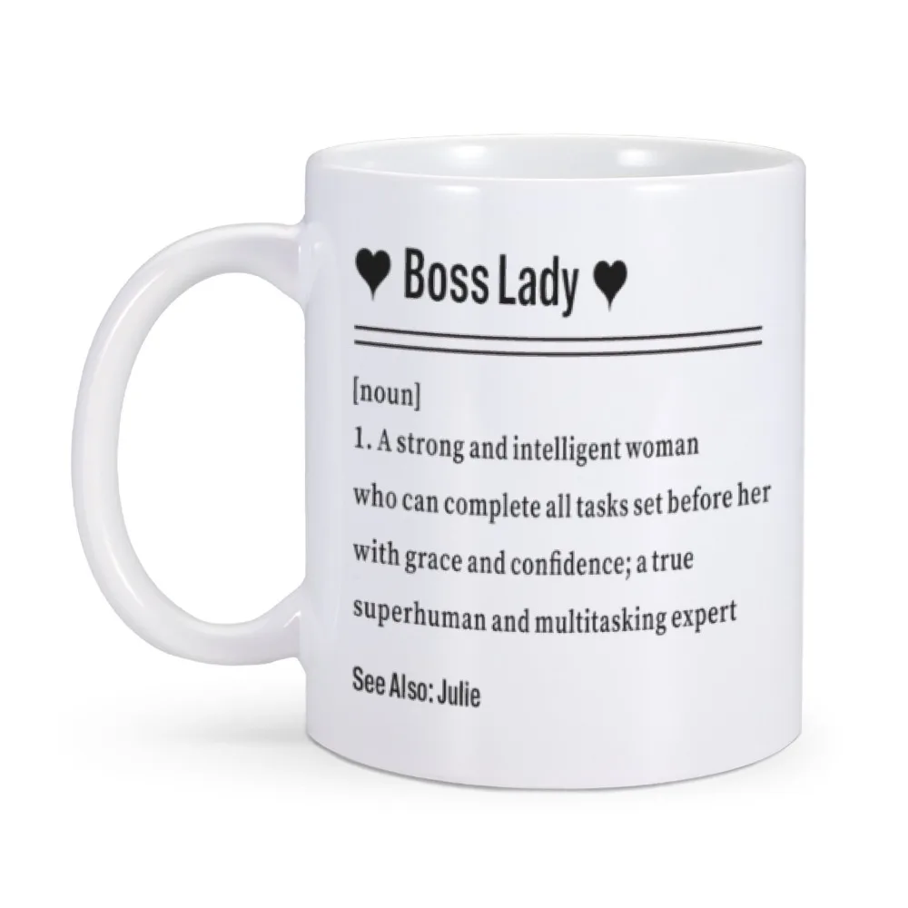 Boss Lady Facts Mug Office Ceramic Coffee Cup Appreciate Gift for Boss Day Tea Chocolate Mugs Christmas Birthday Cup Souvenir