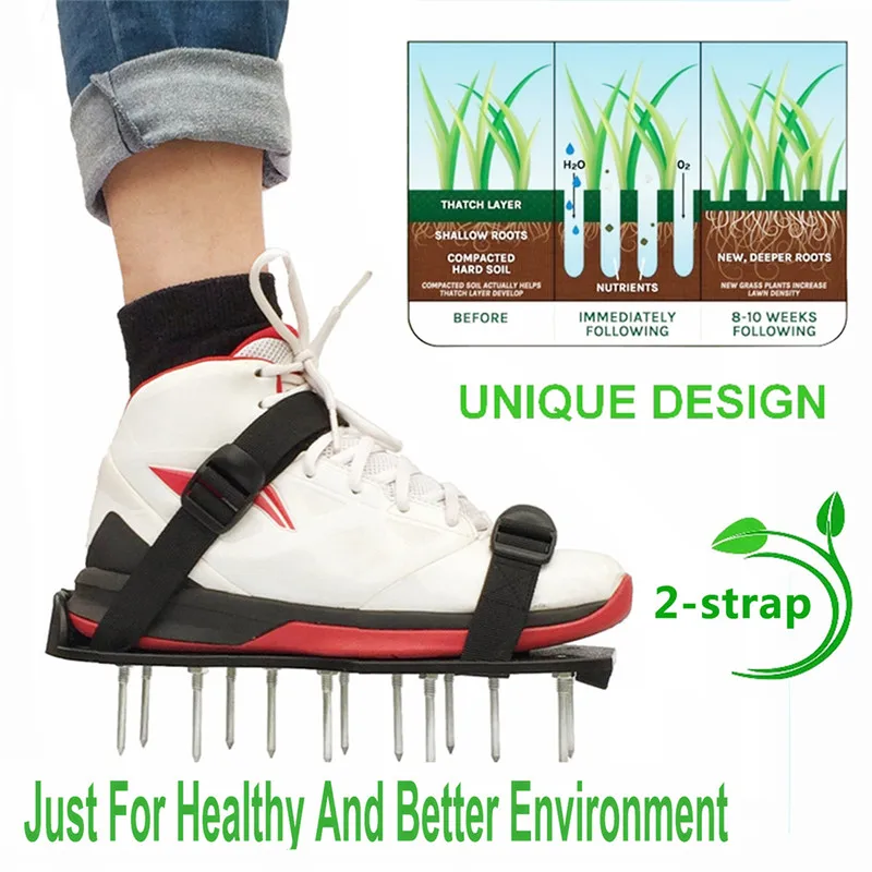 

Garden Lawn Spike Shoes Lawn Aerator Shoes Grass Spiked Walking Cultivator Garden Nail Shoes Tool Drop shipping