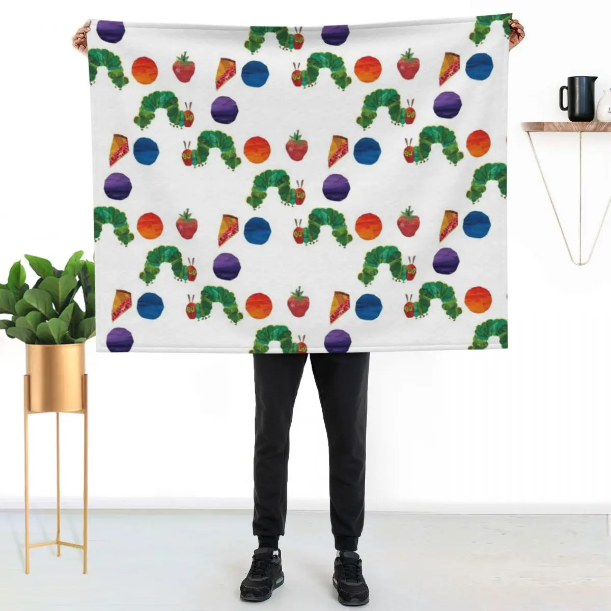 Best To Buy - hungry caterpillar Long T-Shirt Throw Blanket couch cozy soft plush fuzzy picnic outdoor blanket