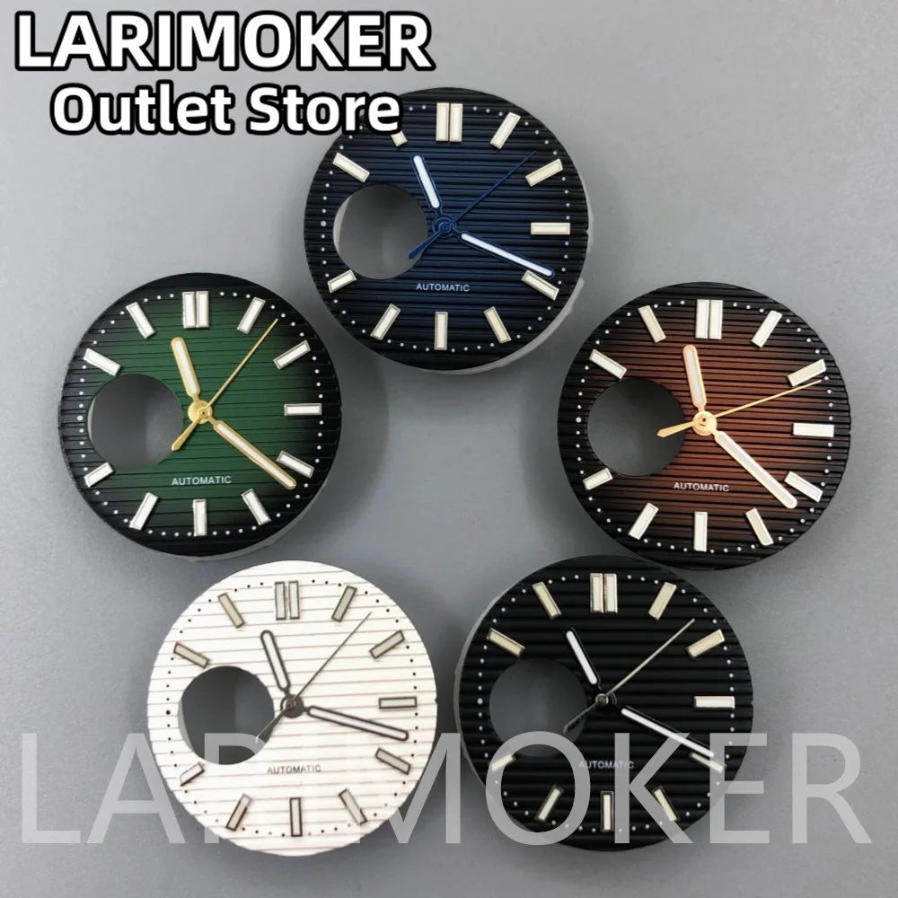 LARIMOKER 29.8mm green luminous Black White Green Blue Brown watch dial hands fit NH38 watch movement