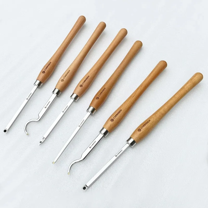 LS06 6-Pcs Carbide Tipped Wood Lathe Woodturning Chisel Tool Set