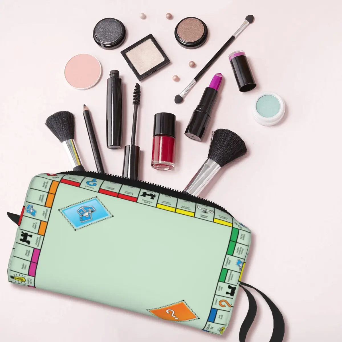 보드게임 보드 - 남녀 학생용 모노폴리 필통, 펜 케이스, 문구 용품, 여행용 여성 화장품 가방