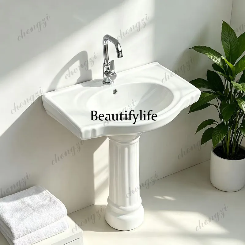 60Cm column basin ceramic  double hole wash floor-to-ceiling vertical wash basin