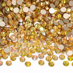 1440Pcs Metal Sunlight Glass Crystal Rhinestones Gold Flatback Strass Stones Nail Art Accessories DIY Clothing Decorate