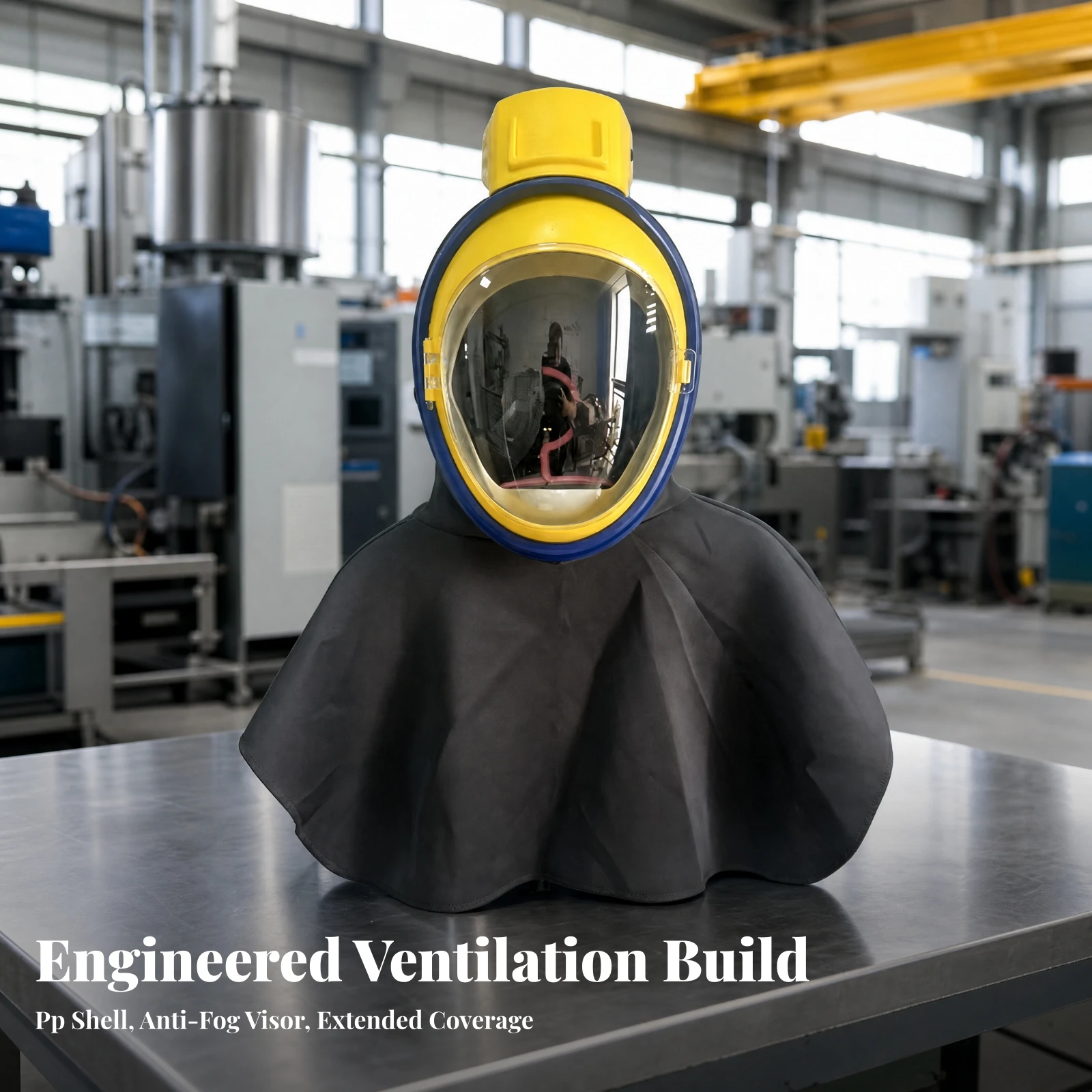 Enclosed Visor Safety Helmet Breathable Electric Supplied-Air Safety Mask Helmet Powered Ventilation Visor Hands-No-Charge