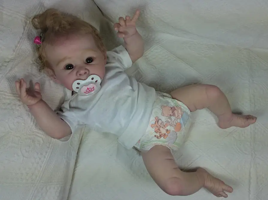 NPK 19''Reborn Lizzy Unfinished Unpainted Unassembled Blank Doll Kit Doll Parts with Cloth Body and Eye