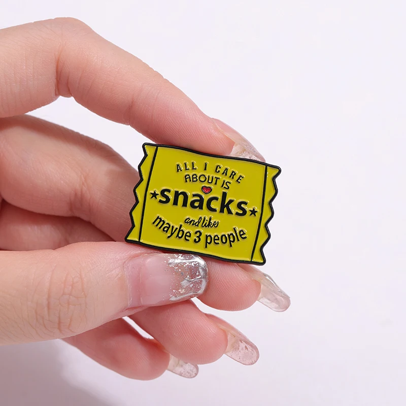 All I Care About is Snacks Brooch Enamel Pin Custom Cartoon Introvert Foodie Decoration Badge Bag Lapel Pin Jewelry Accessories