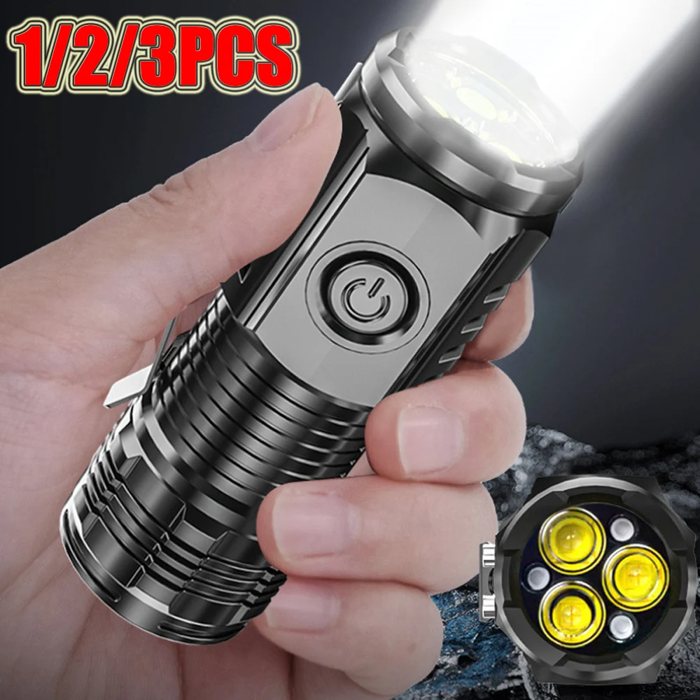 Pop 10000 Lumen Zoomable LED Flashlight USB Rechargeable Magnetic Base 3 LED Mini Tactical Torch Waterproof Portable Hand Lamp