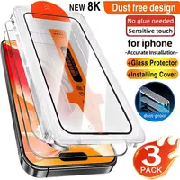 3 Protectores de Pantalla de Vidrio Templado HD para iPhone 17 16 Pro Max 15 14 11 12 13 Mini, Anti-Rayones, Instalación sin Polvo
