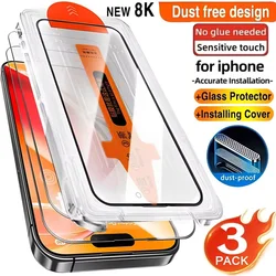 3 stks HD Gehard Glas Screen Protectors voor iPhone 17 16 Pro Max 15 14 11 12 13 mini Krasbestendig stofvrije Installatie
