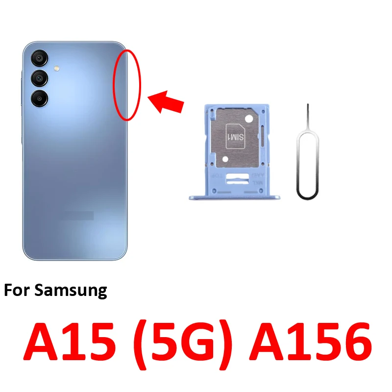 For Samsung Galaxy A15 4G 5G A155 A156 Phone SIM Tray Micro SD Chip Card Slot Drawer Holder Pocket Single Dual Parts Black Blue