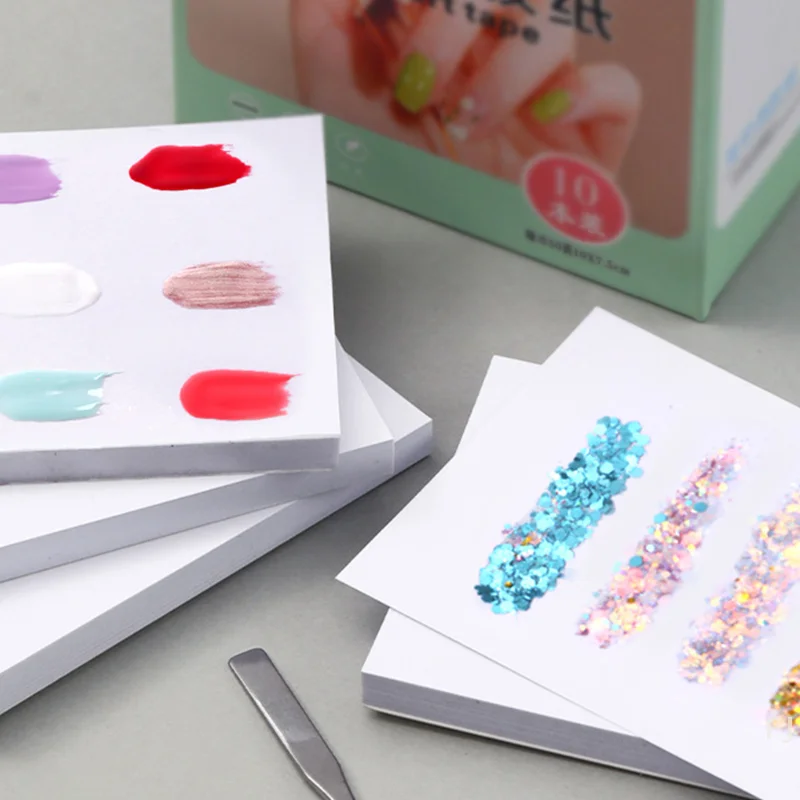 [YU] 50/500 feuilles de papier à colle teinté jetable Palette de tonification des ongles déchirable vernis à ongles plateau de mélange de couleurs papier imperméable