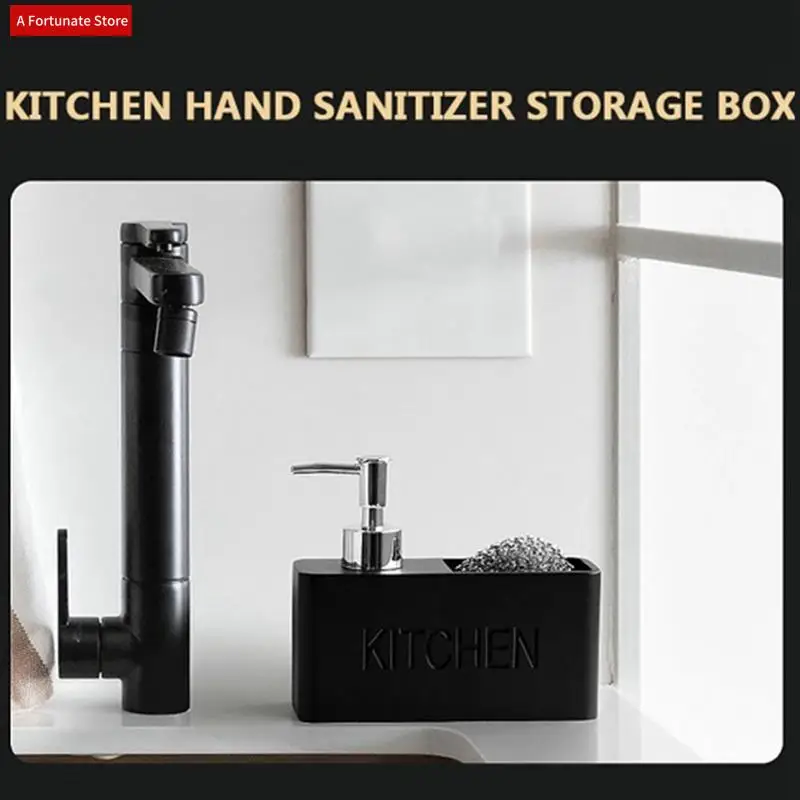 

Kitchen Dish Soap Dispenser Storage Box Set Kit Countertop Liquid Hand Refillable Bottle With Cleaning Sponge Holder, Durable
