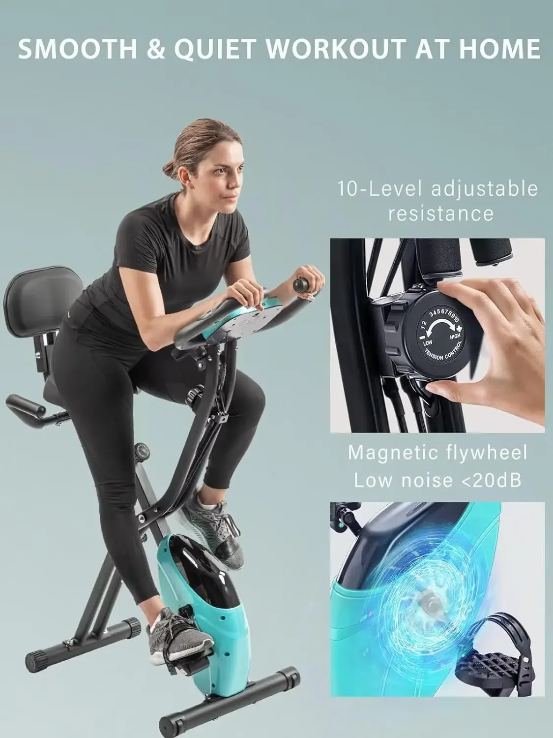 

Workout Bike For Home - 4 In 1 Recumbent Exercise Bike and Upright Indoor Cycling Bike Positions