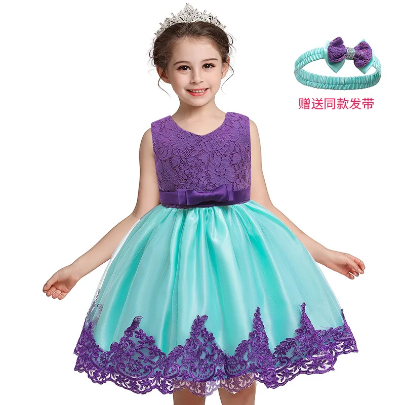 Baby Girl Princess Dress Floral Lace Party Birthday Costume Sleeveless Cake Tutu Dress Summeer Casual Kids Girl Clothing