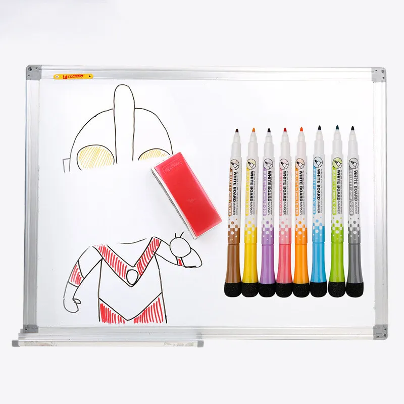 8 Color/Set Erasable Magnetic Whiteboard Markers Pen with Eraser 1-2mm Quick Drying Whiteboard Pen with Magnet