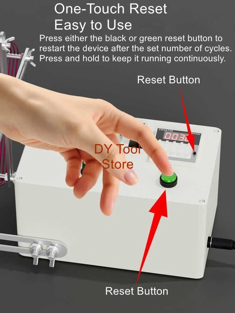 

The electric winding machine features automatic stop with adjustable turns, speed, and dimensions