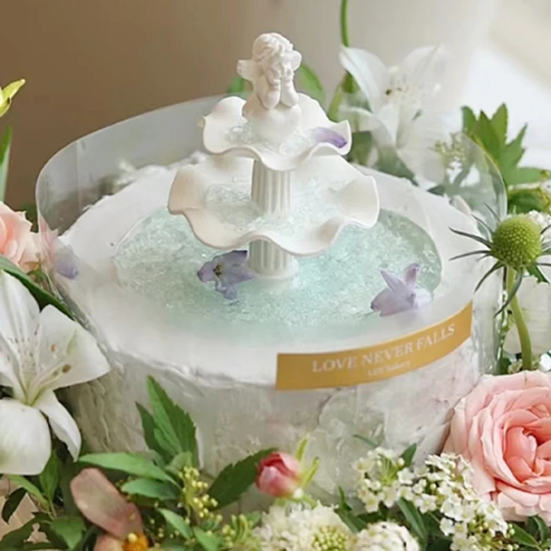 Силиконовая форма для украшения торта на день рождения ng Pool Little Angel, винтажная водная колонна, фонтан, кухонные инструменты для выпечки