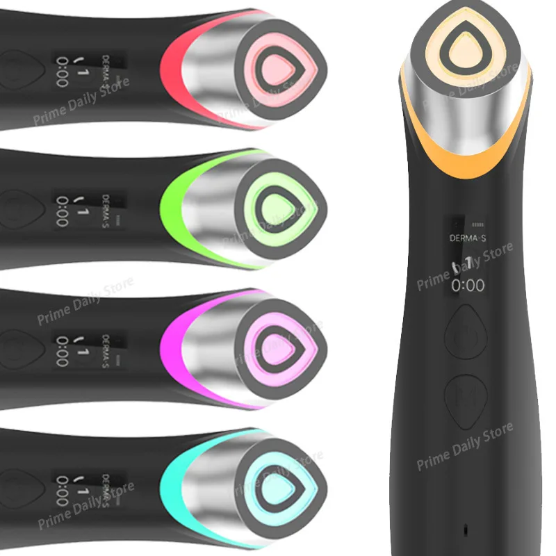 1pcs EMS Micro Current Introducer Facial Massage Beauty Instrument Five-color  Color Light Multi-effect  Rejuvenation Instrument