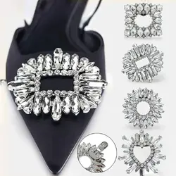 Wedding Shoe Decorations Clip Shiny Flower Charm Buckle Wedding Bride Glass Crystal High Heel Shoe Rhinestone Decorative Clamp
