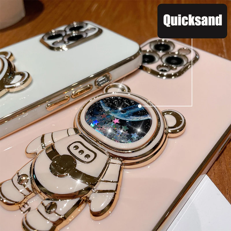 Quicksand Astronaut Phone Holder Case On For Samsung Galaxy S23 S21 S20 S22 S10 Note 10 20 Plus Ultra S20 Fe S 21 5G Stand Cover