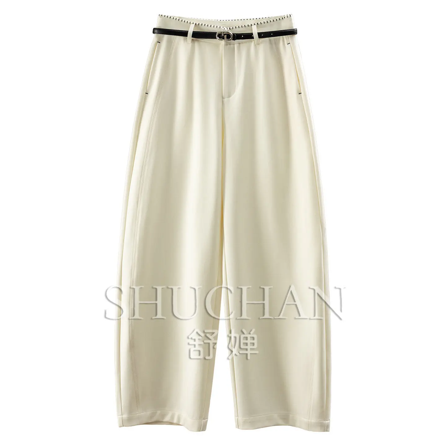 Commuter Pants King Law Cabinet Early Autumn Million with Belt Bright Line Waist Wide Leg Scimitar Pants Women 75J0