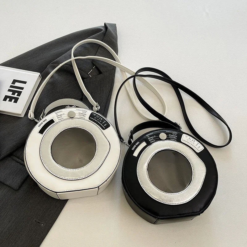 Сумка через плечо для молодых девушек, креативная круглая сумка, дизайнерская круглая сумка на плечо для женщин, новинка 2025 года, маленькая черная сумка