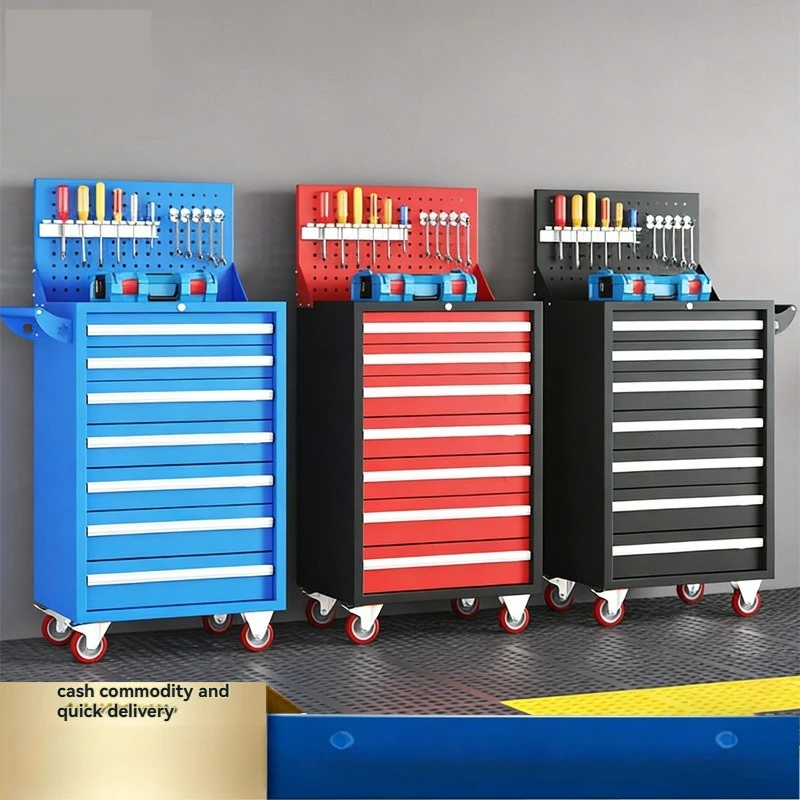 Mobile auto repair tool cart, heavy-duty workshop, hardware toolbox with drawers, multifunctional maintenance cart