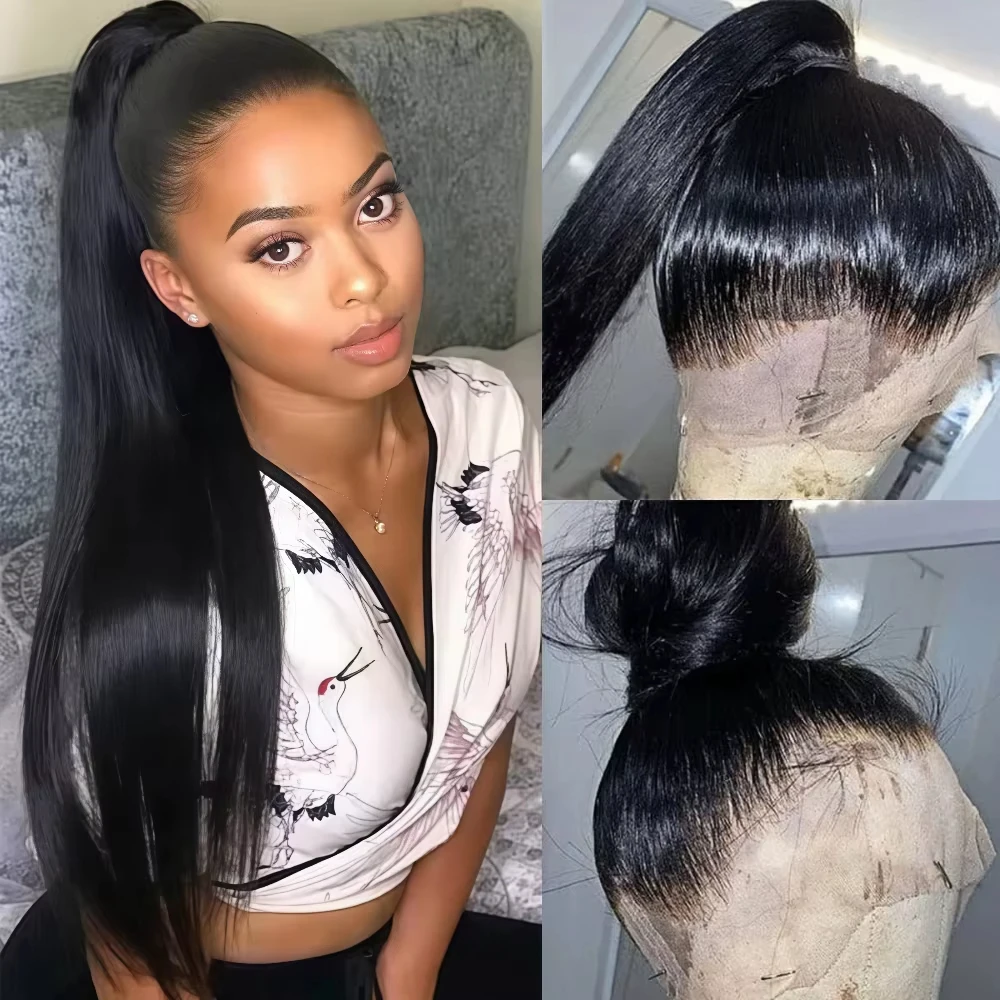 40 นิ้ว 360 ลูกไม้ตรงผมมนุษย์ Wigs 13x6 ความหนาแน่น 220 HD โปร่งใสลูกไม้ด้านหน้าวิกผมผมมนุษย์บราซิล Remy วิกผม