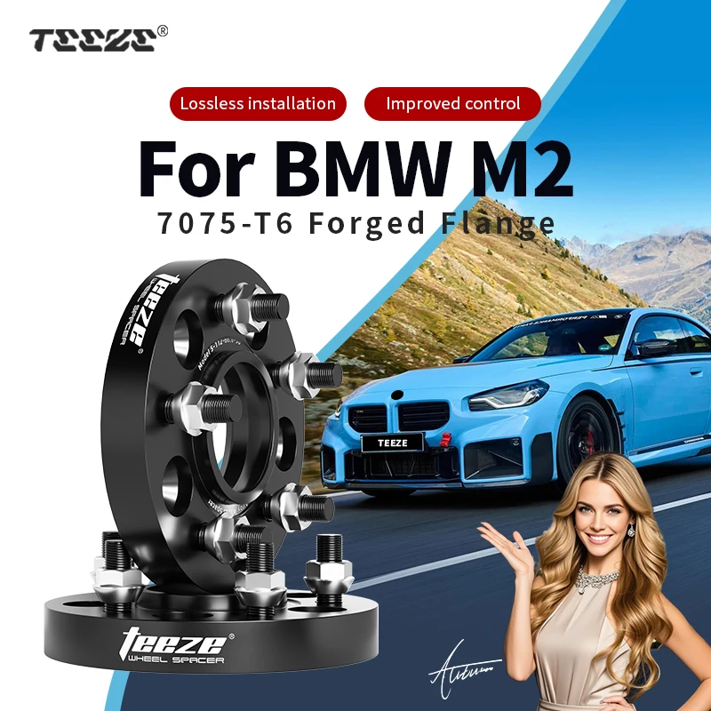 Teeze 2pcs 5x112 66.6/5x120 72.6 14x1.25 Hub Centric Black Forged Wheel Spacer For BMW 2015-2025 M2 F87/G87 15/20/25/30/35mm