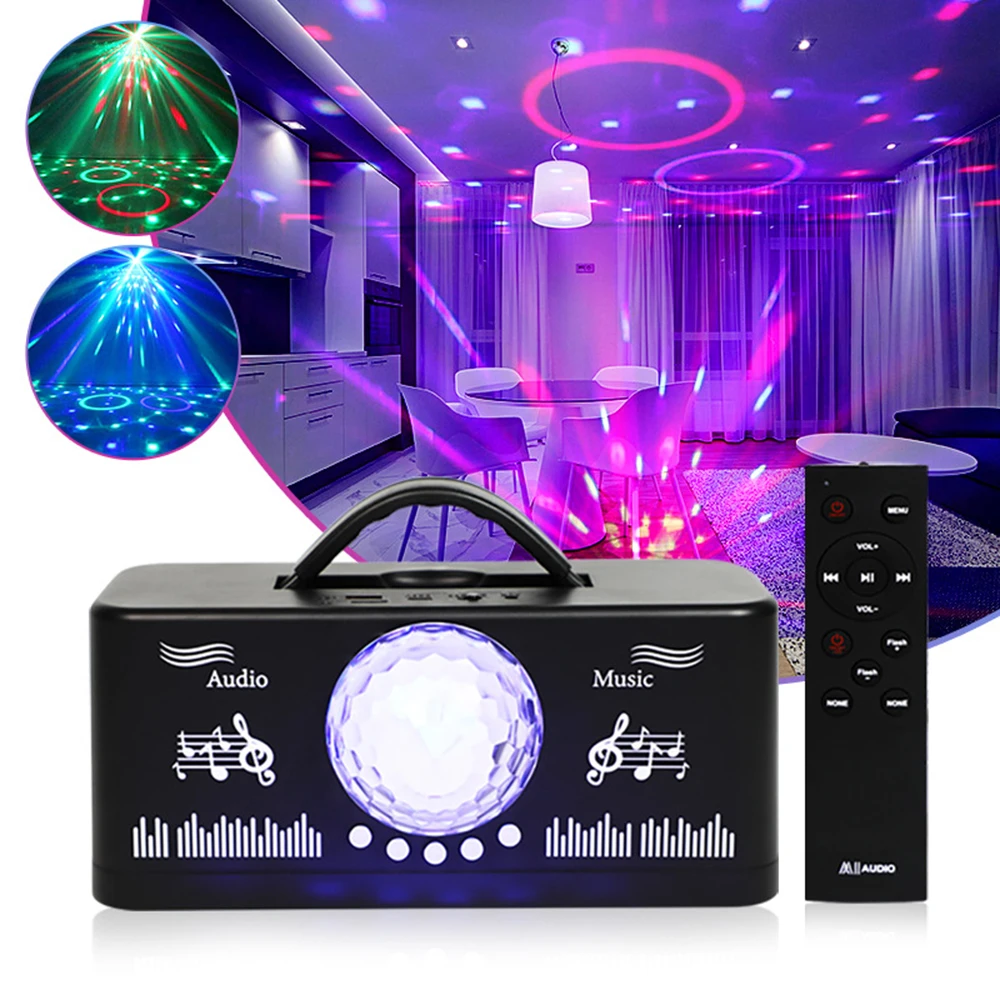 

Stage DJ Bluetooth Speaker System Portable USB Rechargeable with RGB Disco Magic Ball Support TF Card Wedding Outdoor Party Lamp