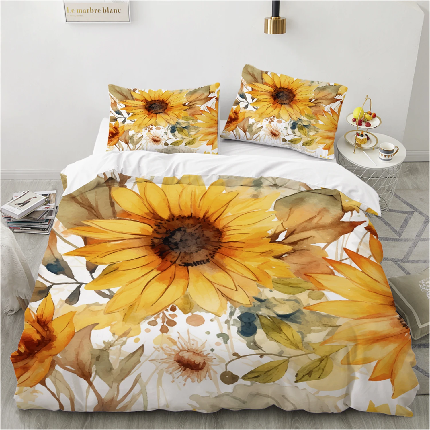 

Sunflower Duvet Cover Kit 3D Printed Ultra-fine Fiber Pillowcase 2024 New Wholesale Comfortable Plant Bedspread Bedding Set