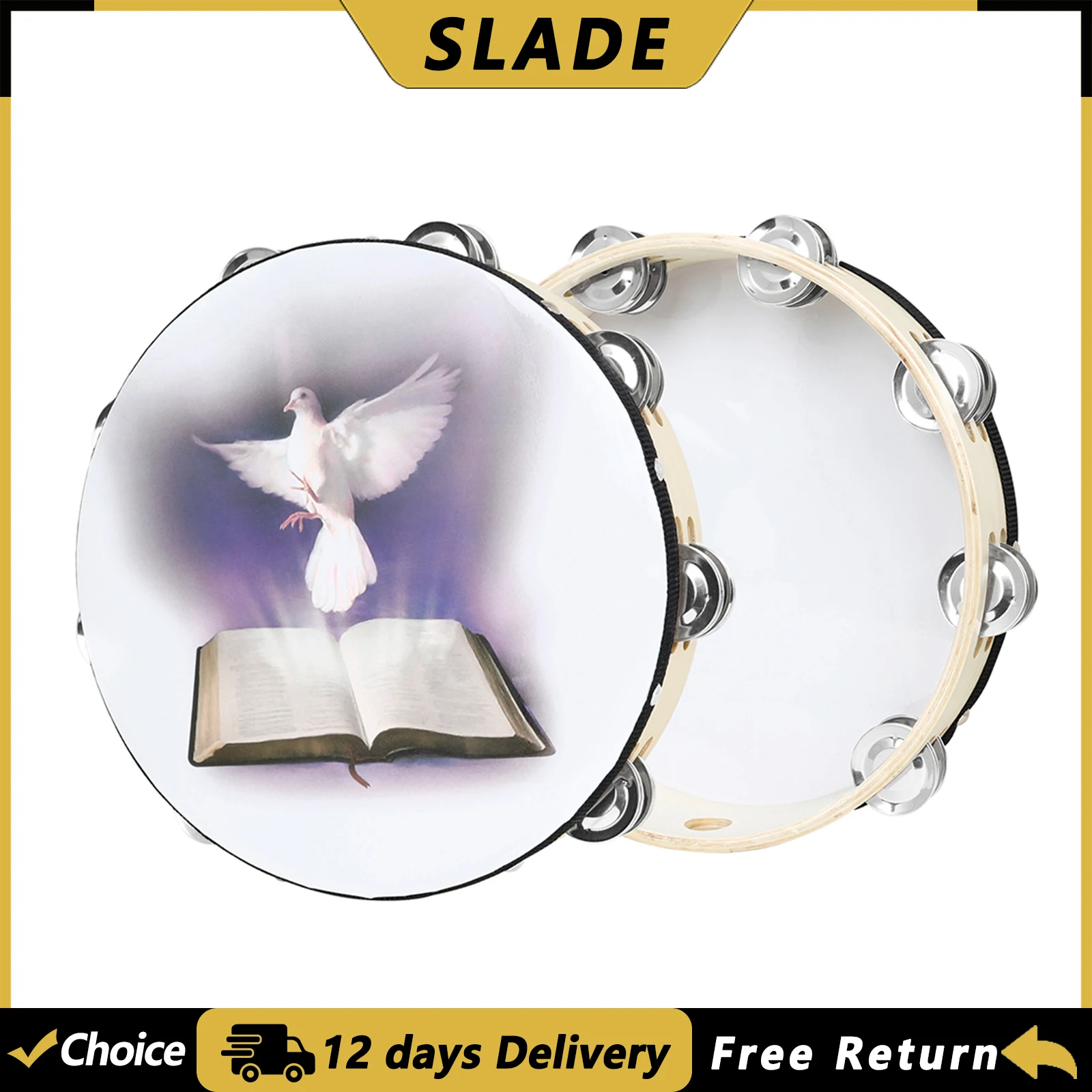 SLADE 10 بوصة الدف جلد الغنم طبول اليد المهنية الموسيقى الطبول للرقص المسيحي أورف قرع أداة الدف