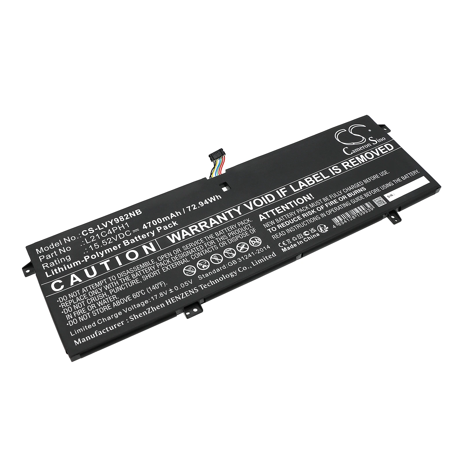 

Сменный аккумулятор CS для Lenovo Yoga Slim 9 14IAP7 82T00002SP, Yoga Slim 9 14IAP7 82T00003GE,