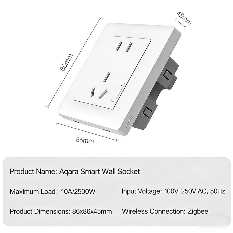 

Умная настенная розетка Aqara Zigbee с таймером, функцией дистанционного управления и защитой от детей, совместимая с Mi Home