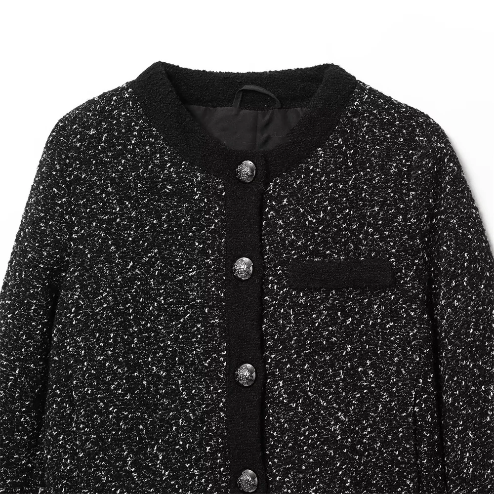 سترة نسائية جديدة غير رسمية بسيطة بأكمام طويلة مع زر بسيط مزخرف سترة جلدية قصيرة وسترة