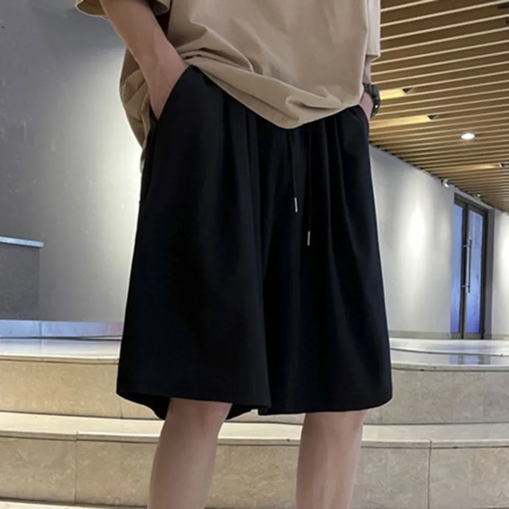 

Comfortable Shorts For Daily Wear Breathable Shorts Gray Mens Lace Up Shorts Elastic Waist Loose Style Polyester Fabric