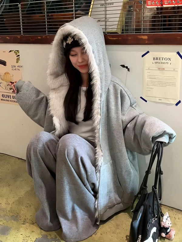 

Осенне-зимняя толстовка с капюшоном, двусторонняя, теплая, женский открытый кардиган, удобный, дышащий, экологичный