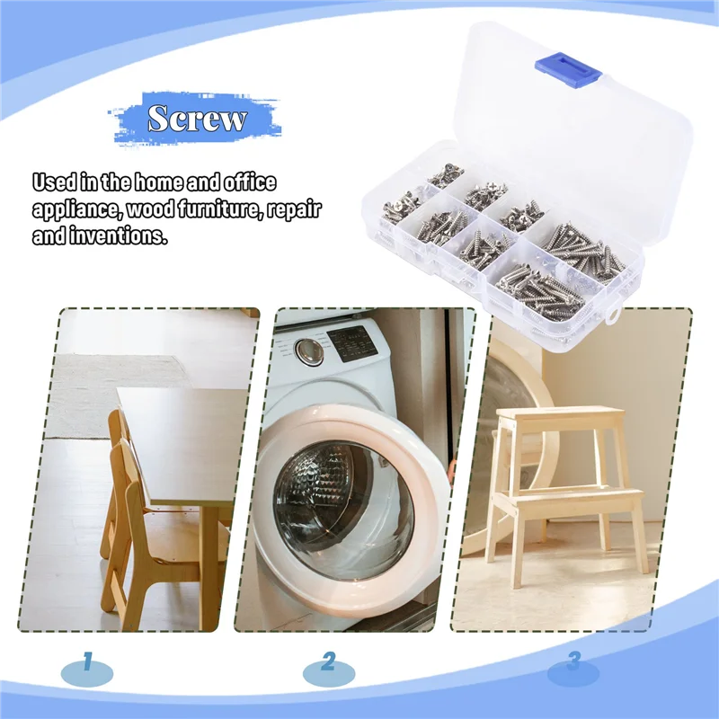 GOOD-200 個 M3 ステンレス鋼皿ネジキット高強度タッピンネジ詰め合わせセット木製家具用