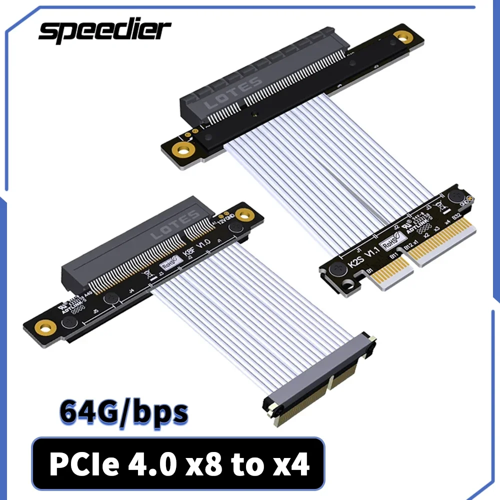

2023 NEW ADT PCI-Express 4.0 X4 To X8 Riser Cable Female-to-Male RTX 3090 GPU PCI-Express Riser Cord Gen4 Full Speed 64Gbps