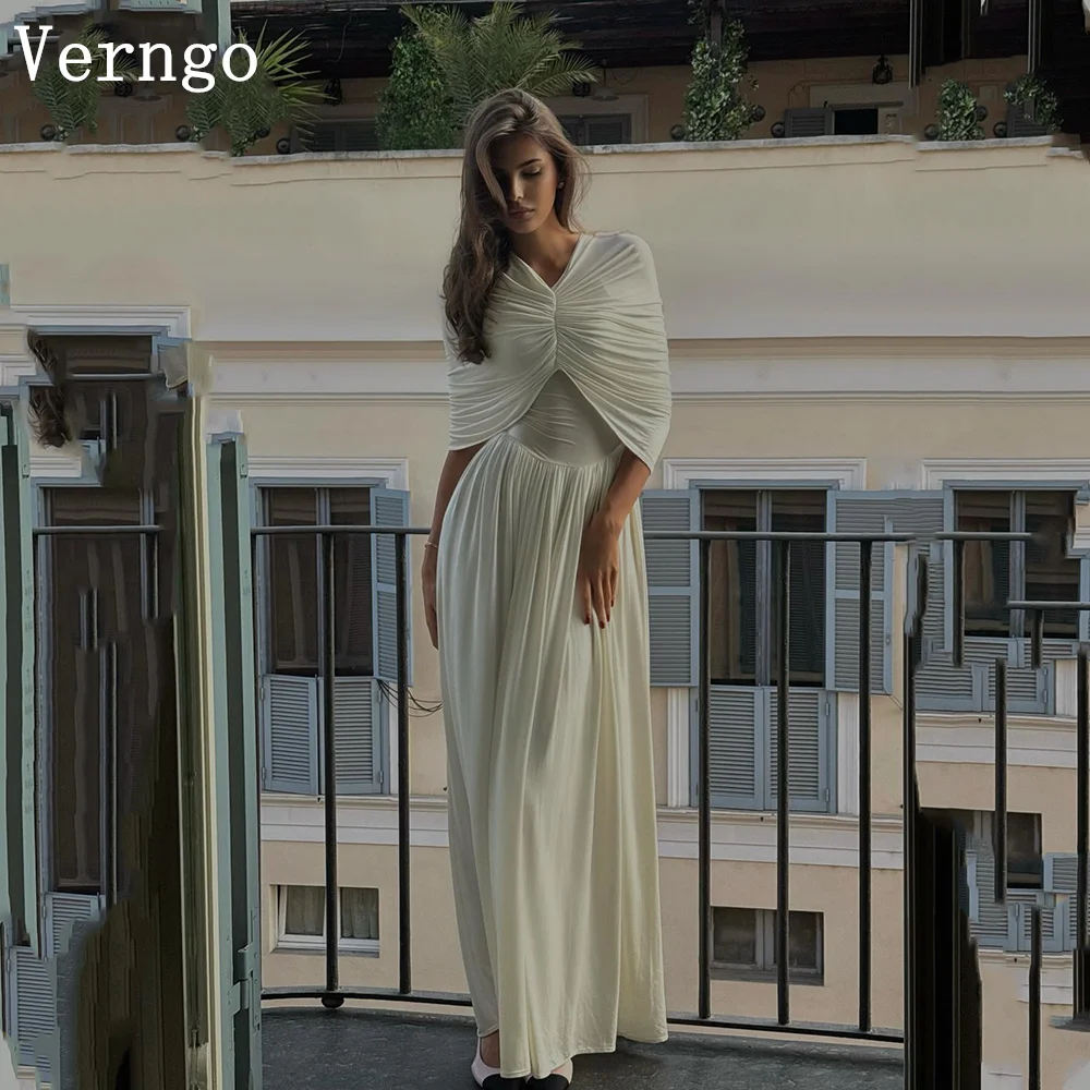 Verngo lvory Crepe Evening Dress Off The Shoulder Mermaid Formal Occasion Pleat Prom Party Gowns Customized